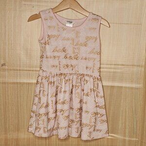 Bebe Girls Pink Metallic Gold Sleeveless Knit Dress 4